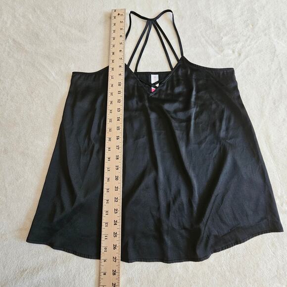No Boundaries Women Strappy Satin Tank Top Sz L Black Flowy Soft - Picture 8 of 10